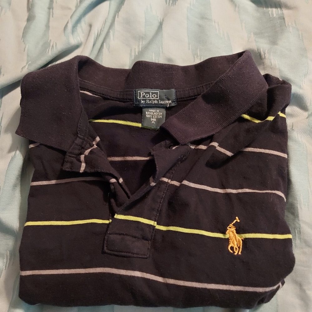 Polo Ralph Lauren Men's Polo #3 Shirt‎ Green/Gray Striped Size XL